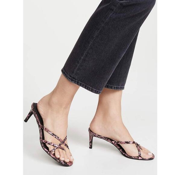 New Jeffrey Campbell Ficelle Sandals in Bright Pink Snake Leather Women's Size 8 - Picture 1 of 8